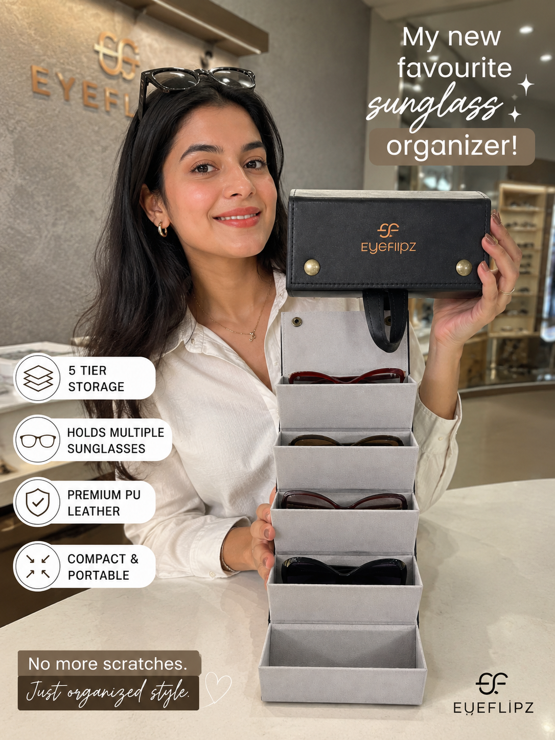 Premium Leatherette Eyewear Case – Black